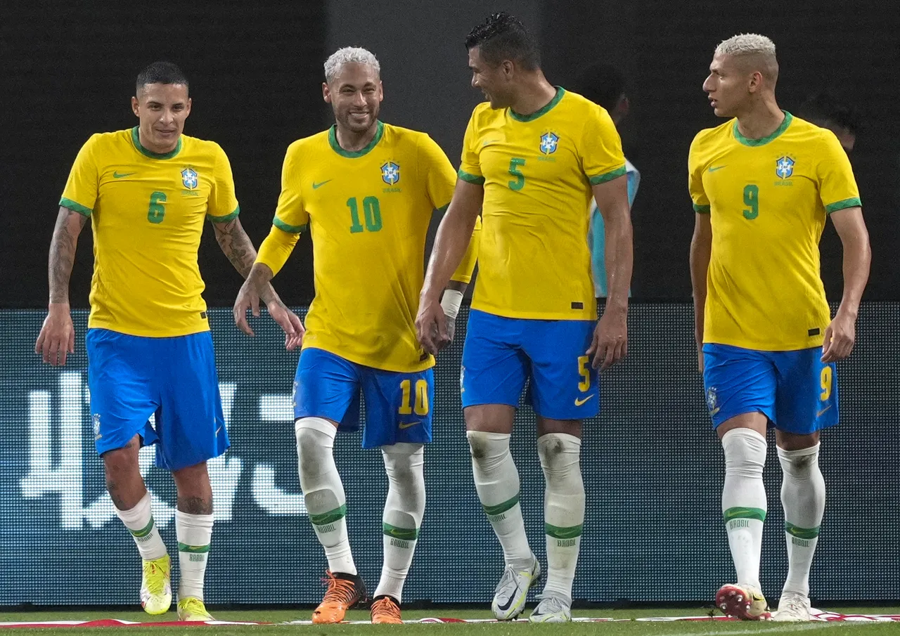 International friendly soccer match between Japan and Brazil