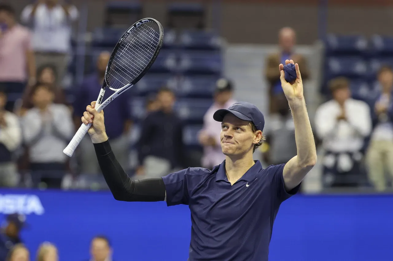 Jannik Sinner of Italy reacts to winning his match against
