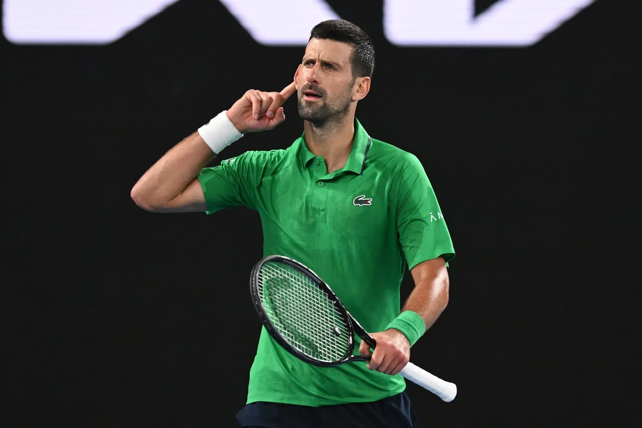 Novak Djokovic of Serbia reacts after winning the Men’s 3rd round match against Botic Van De Zandschulp