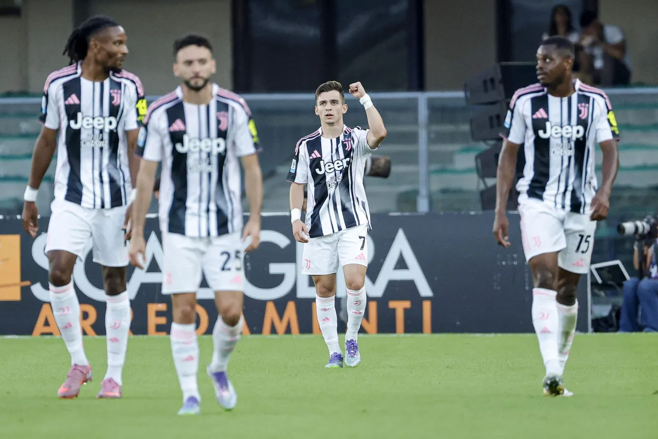 La Juventus Francisco Conceicao poses after scoring the 0-1 goal during the Italian Serie A soccer
