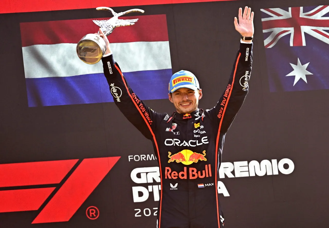 Red Bull Racing driver Max Verstappen of the Netherlands celebrates