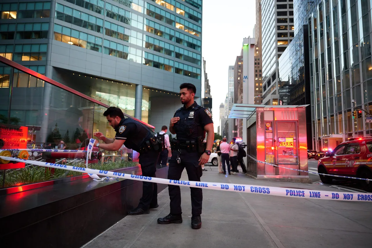 New York Police Officers respond to an active shooter incident in midtown