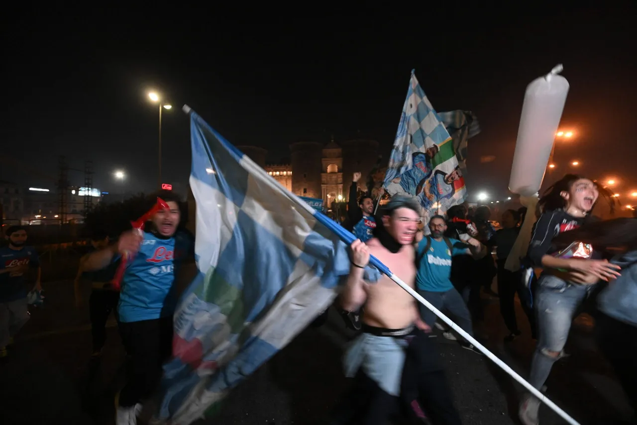 Napoli supporters celebrate the Serie A championship