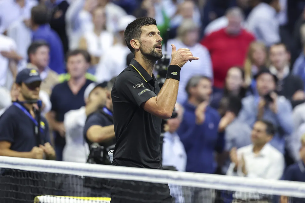 Novak Djokovic of Serbia reacts to winning his match