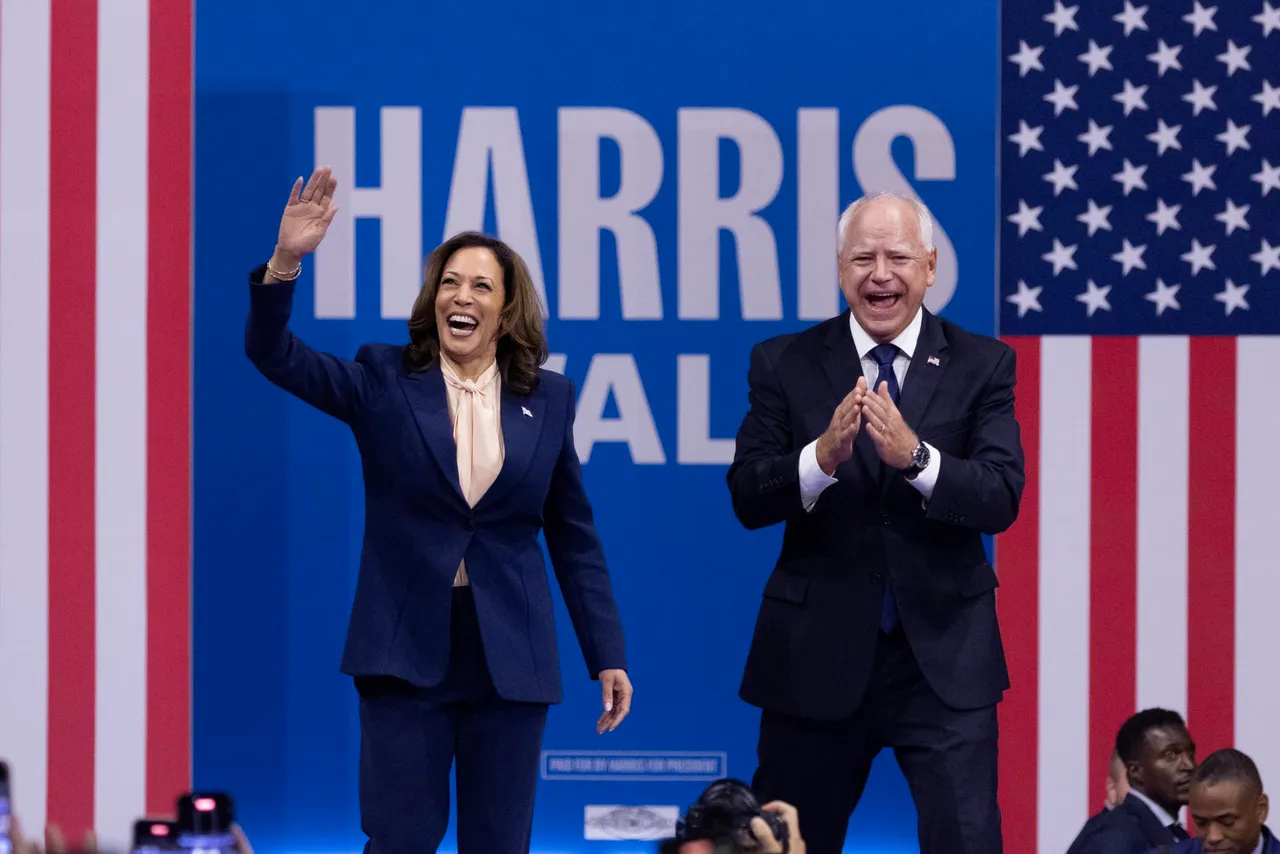 Democratic presidential candidate US Vice President Kamala Harris holds a campaign rally with Democratic vice presidential candidate Tim Walz