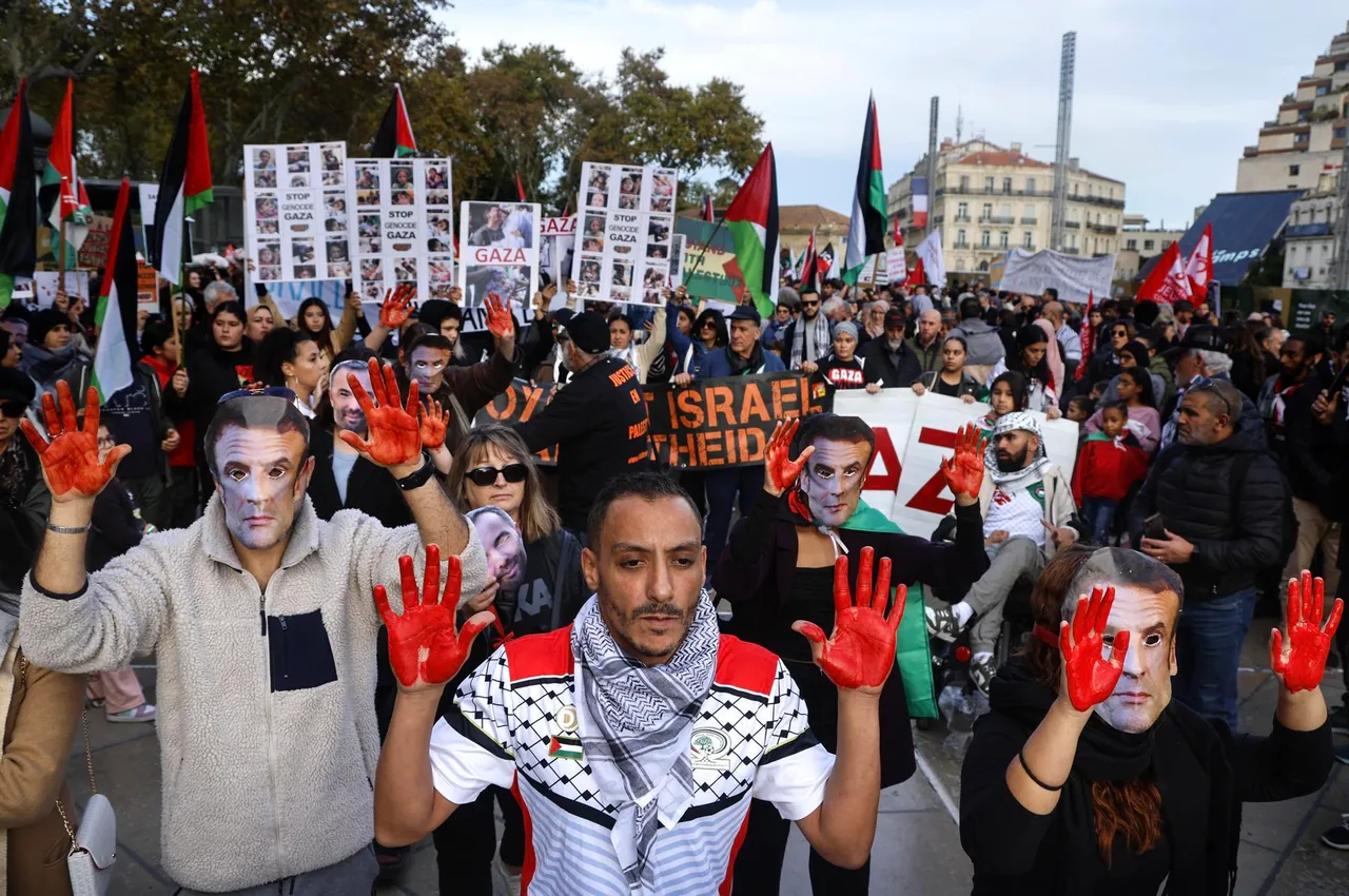 People demonstrate in solidarity with the Palestinian people in Montpellier