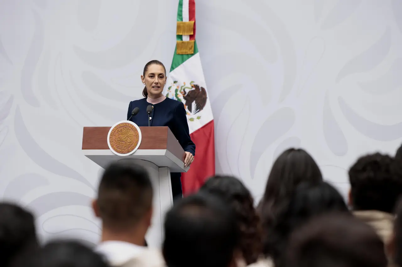 La presidenta Claudia Sheinbaum durante una conferencia de prensa en Palacio Nacional