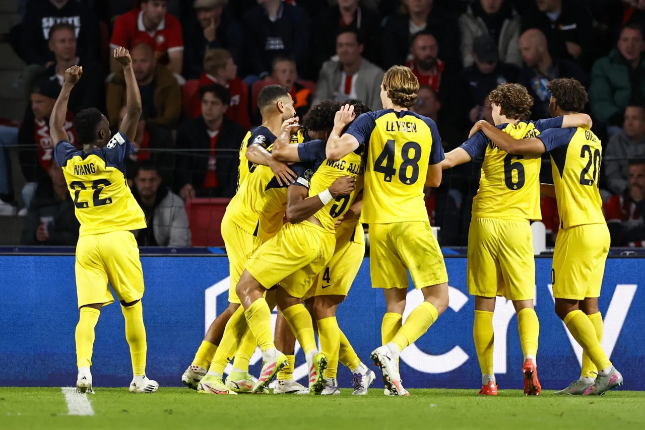 - Players of Royale Union Saint-Gilloise celebrate scoring the 0-3 goal during