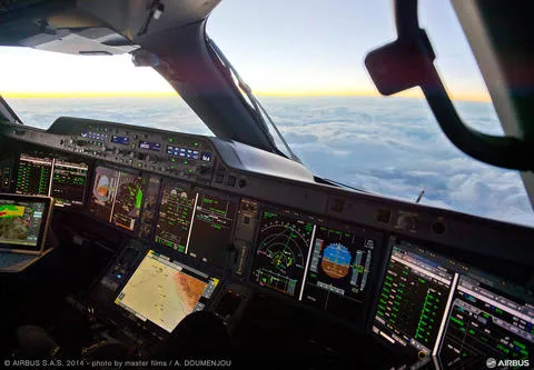 A350 MSN3 COCKPIT WHILE DUSK