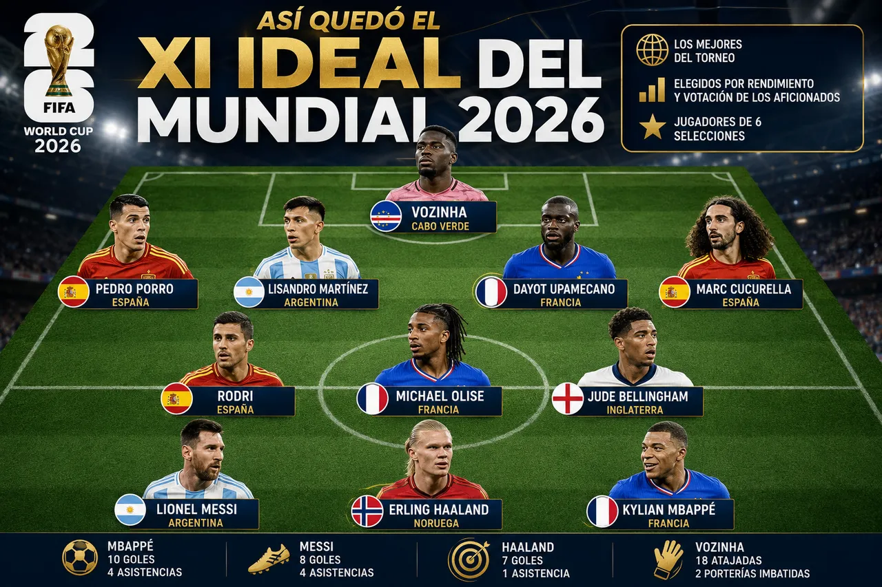 La FIFA presentó el once ideal de la Copa Mundial 2026, un equipo integrado por los futbolistas que tuvieron el mejor rendimiento