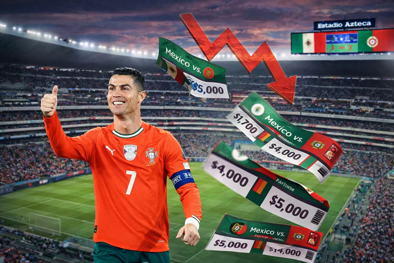 La ausencia de Cristiano Ronaldo en el amistoso del próximo 28 de marzo contra México en el Estadio Azteca provocó que los precios de los boletos en sitios de reventa comenzarán a bajar.