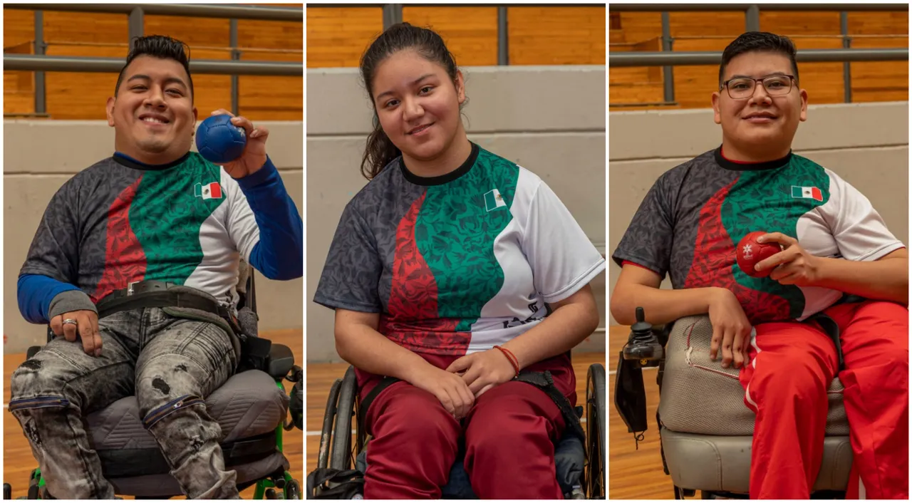 (Izq a der) Eduardo Sánchez, Karina Martínez y Dubier Paredes, seleccionados nacionales de boccia