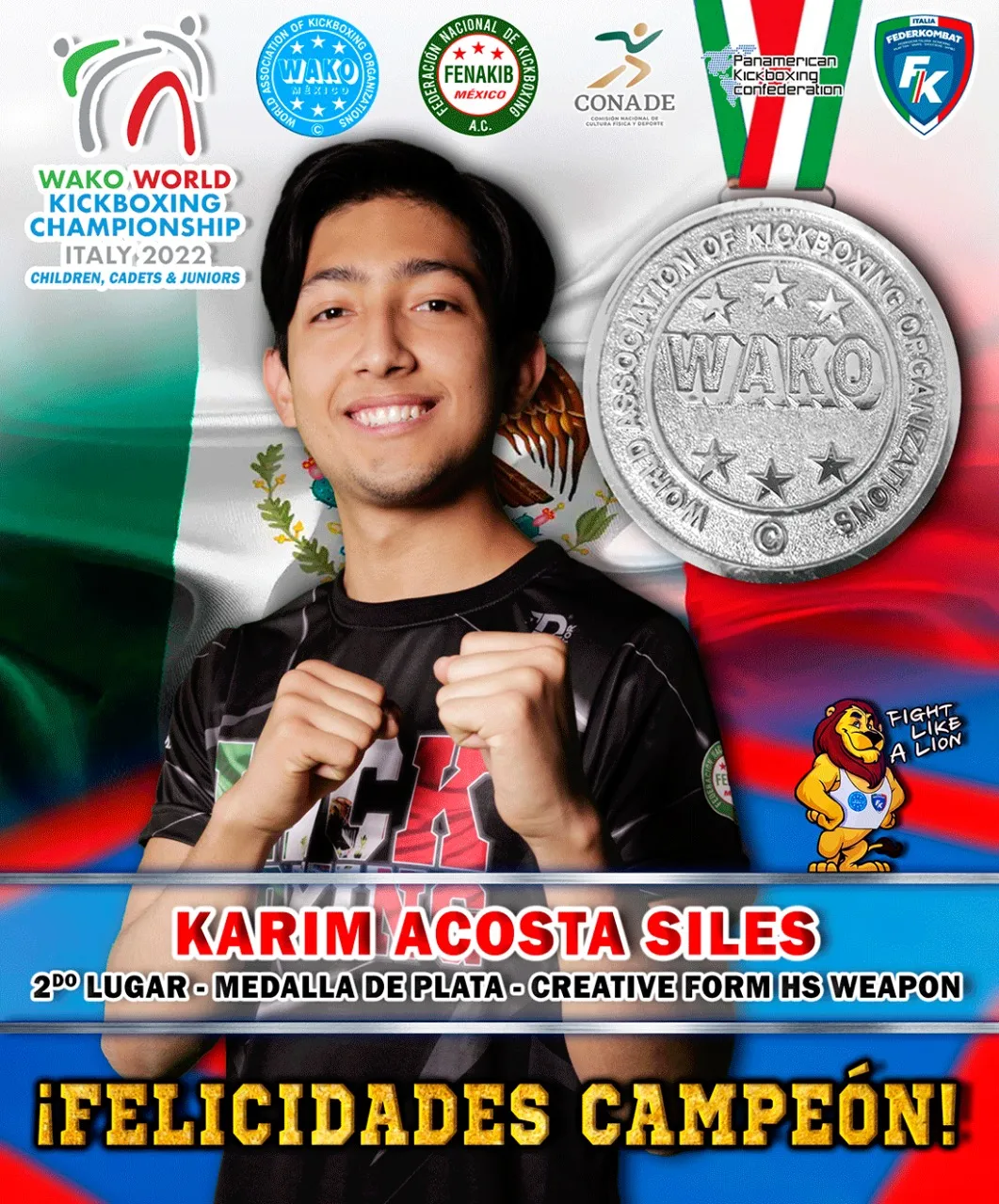 Karim Acosta brilla con oro y plata en Campeonato Mundial de Kickboxing en Italia (1)
