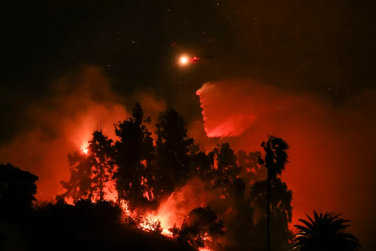Firefighters battle the Sunset Wildfire in Los Angeles, California