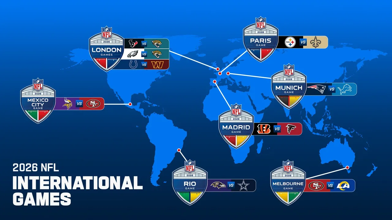 NFL revela calendario internacional 2026 con nueve partidos en siete países
