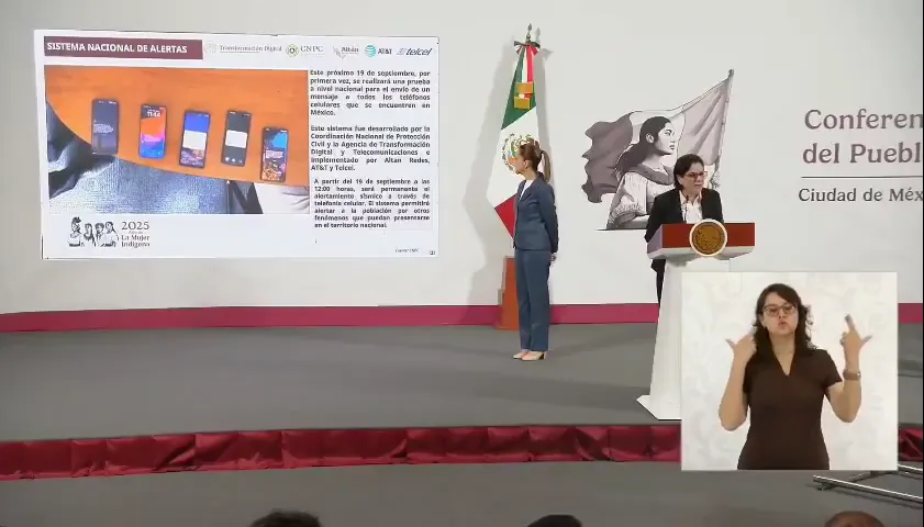 Laura Velázquez Alzúa, titular de la CNPC, anuncia la activación de alerta sísmica por celular en México