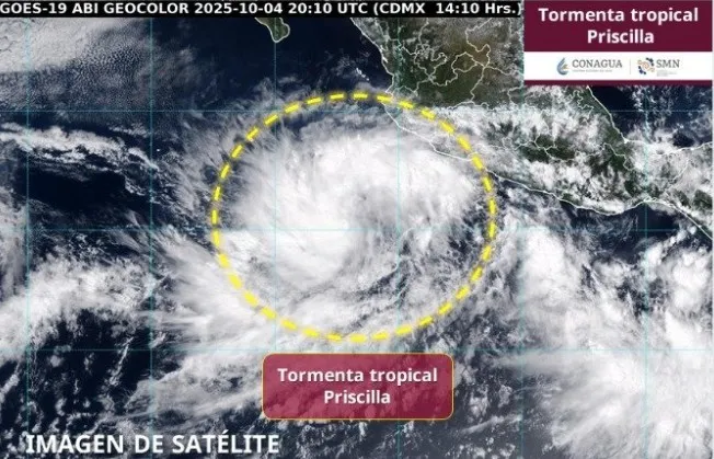 Tormenta Tropical Priscilla se forma en el Pacífico; se establece zona de vigilancia