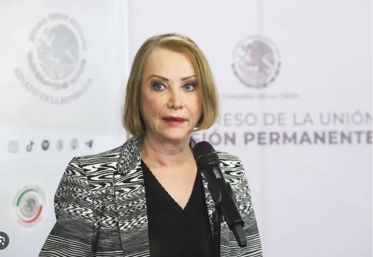 Laura Itzel Castillo durante mensaje en el Senado