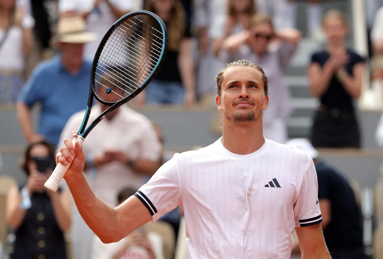Alexander Zverev of Germany celebrates winning his Men's 4th round match against Jesper de Jong