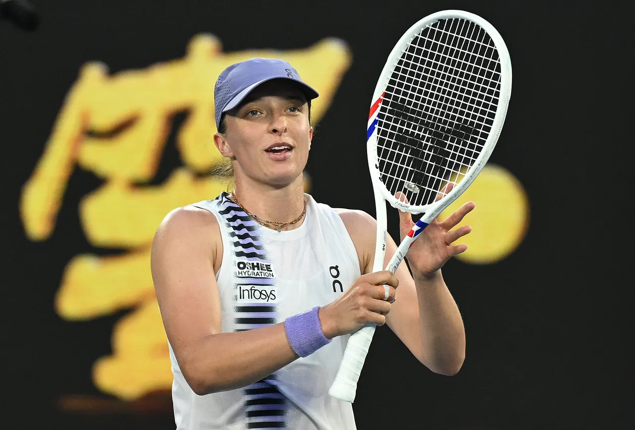 Iga Swiatek of Poland celebrates winning her Women's Singles fourth round match against Maddison