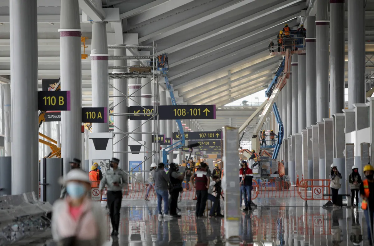 A view shows an area of the new Felipe Angeles International airport, which Mexican government aims to inaugurate on March 21, in Zumpango