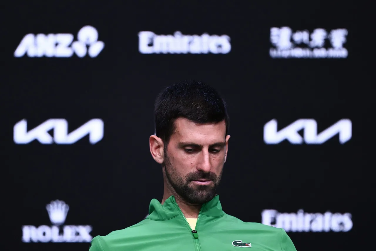 Novak Djokovic of Serbia attends a press conference after losing the Men’s Singles