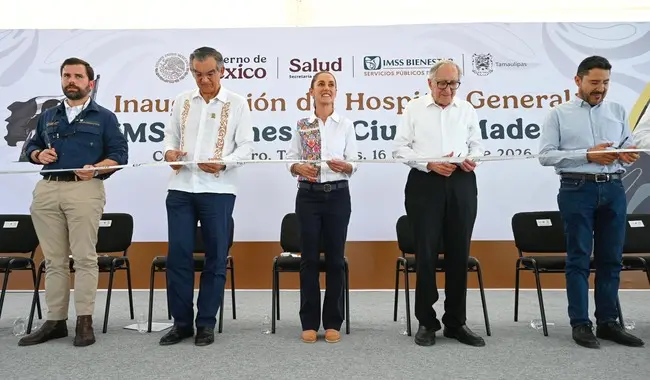 Claudia Sheinbaum durante la inauguración de un Hospital del IMSS Bienestar en Tamaulipas