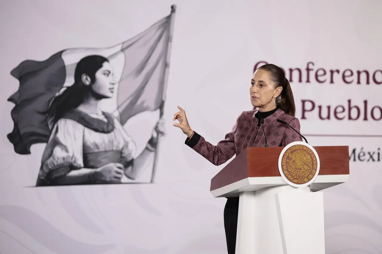 La presidenta Claudia Sheinbaum durante su conferencia mañanera. 