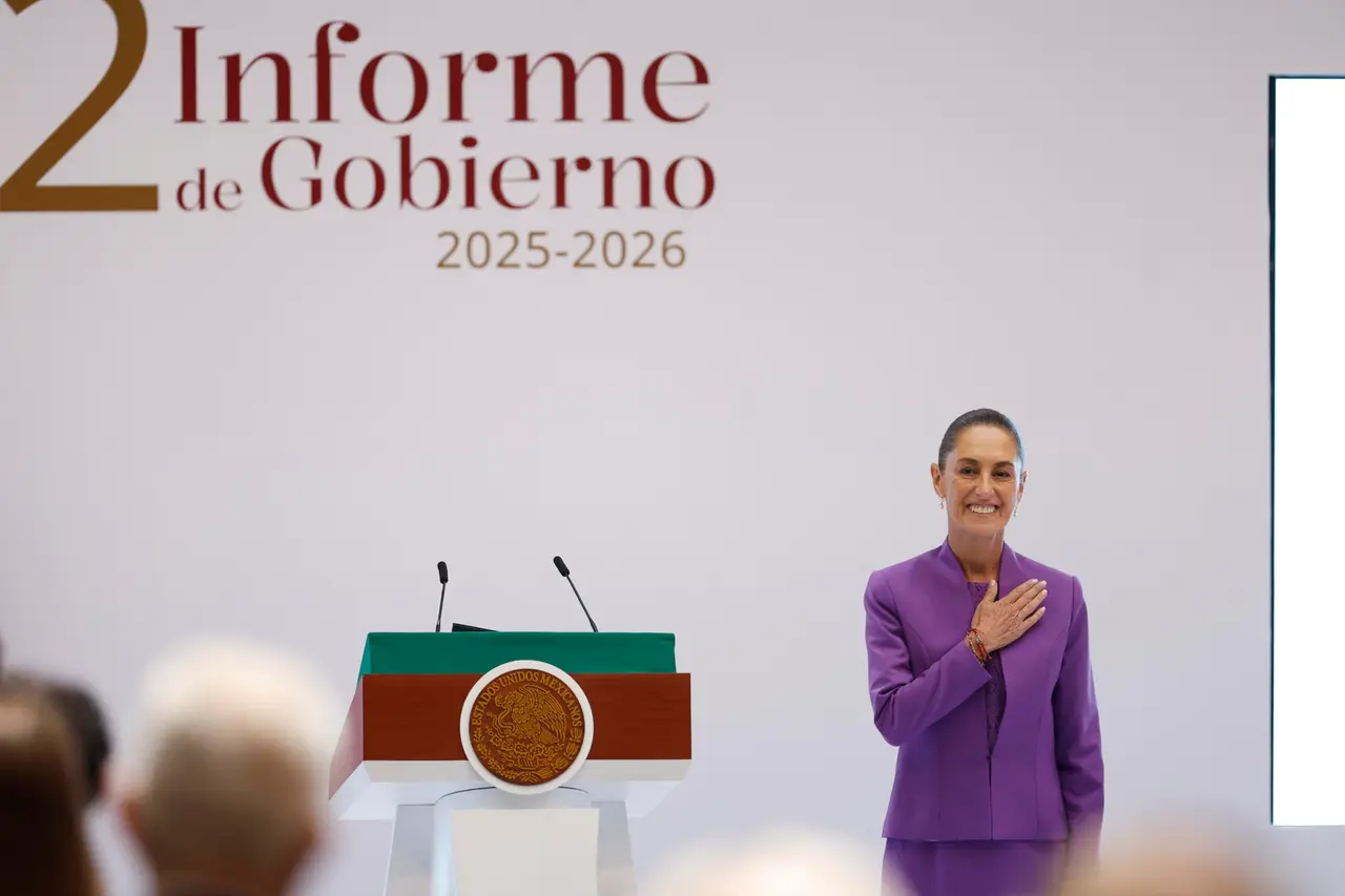 Claudia Sheinbaum durante la presentación de su segundo informe de gobierno. EFE/Sáshenka Gutiérrez