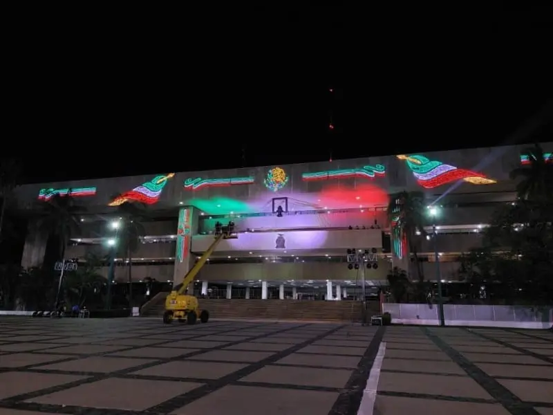 Fachada del Palacio de Gobierno de Sinaloa; así se iluminará para los festejos patrios