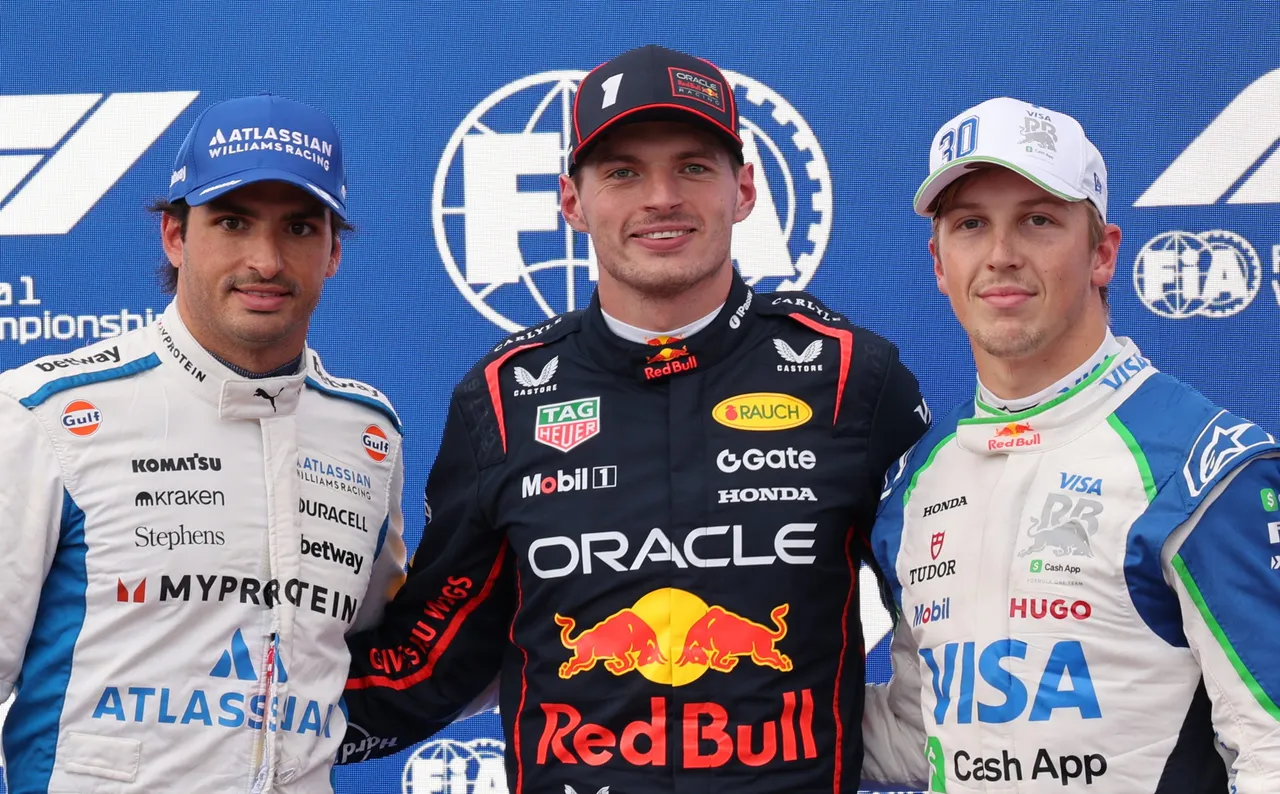 Polesitter Red Bull Racing driver Max Verstappen (C) of Netherlands