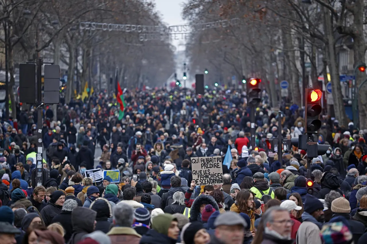 French trade unions strike against planned pension reform, in Paris