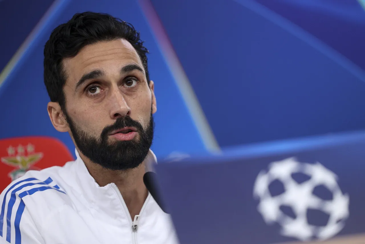 Real Madrid head coach Alvaro Arbeloa attends a press conference at Luz stadium, in Lisbon, Portugal