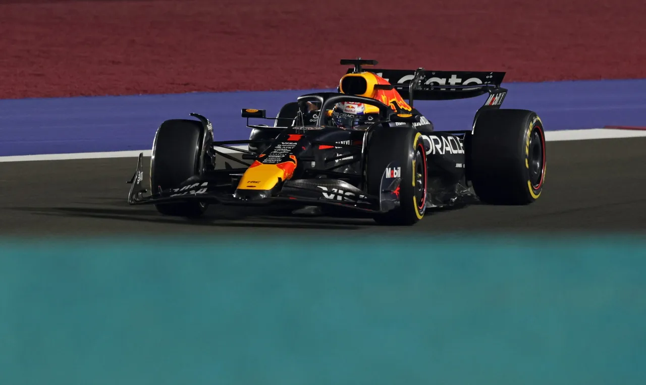Red Bull Racing driver Max Verstappen of Netherlands competes in the Sprint Qualifying at the Lusail International Circuit