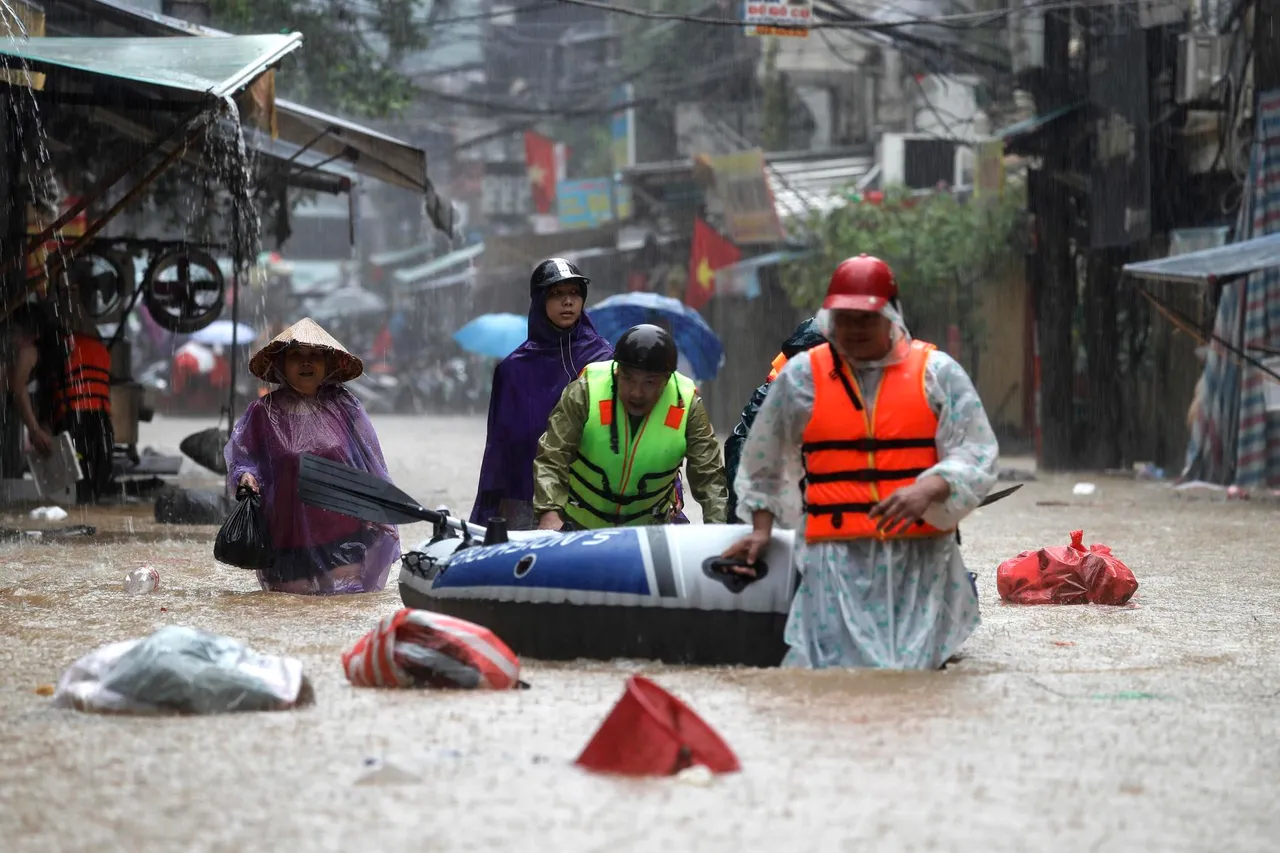 Red River overflows causing severe flooding in Hanoi following Typhoon Yagi