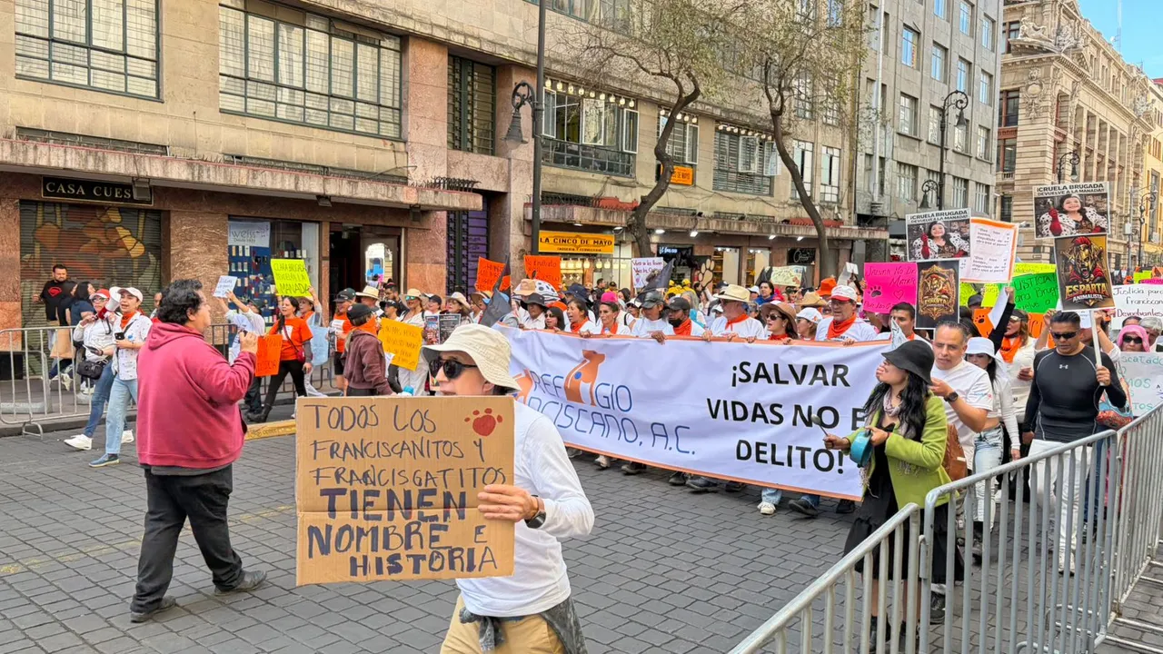Manifestación de colectivos animalistas en exigiendo justicia por el Refugio Franciscano