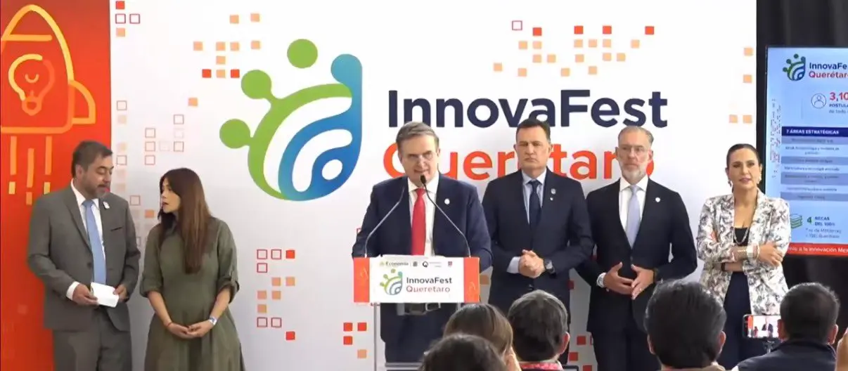 Marcelo Ebrard, secretario de Economía, durante conferencia sobre avances en las negociaciones del T-MEC con Canadá y Estados Unidos