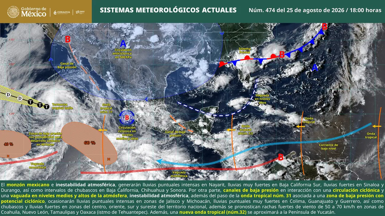 Mapa de los fenómenos meteorológicos que afectarán al país 
