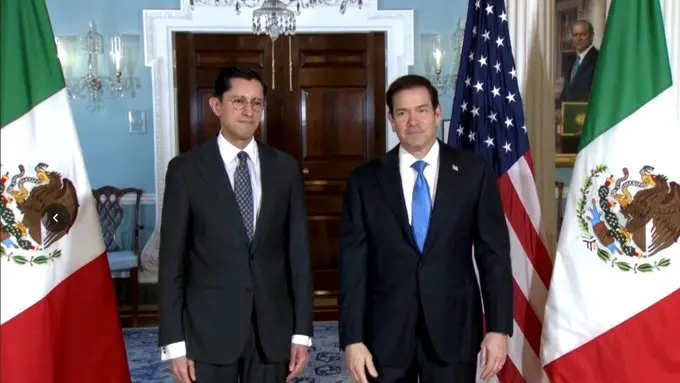 Roberto Velasco canciller de México y Marco Rubio, secretario de Estado de Estados Unidos se reúnen en Washington