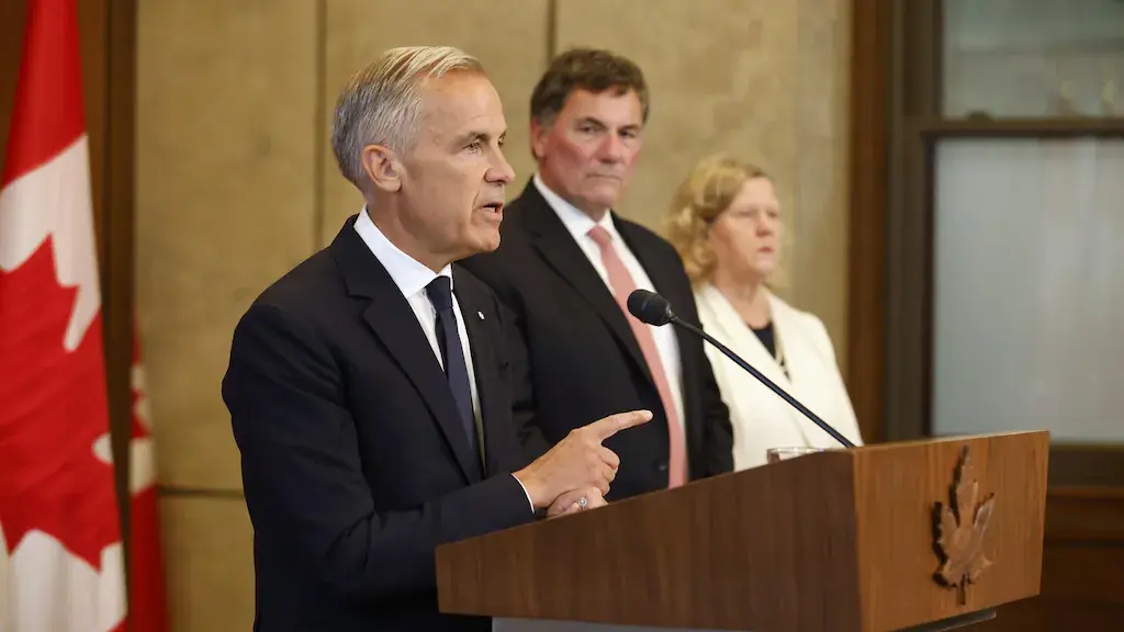 Mark Carney, Primer Ministro de Canadá durante conferencia de prensa 