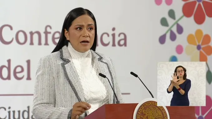 Ariadna Montiel Reyes, Subsecretaria de Bienestar; durante el evento Programas para el Bienestar, en Rosarito.