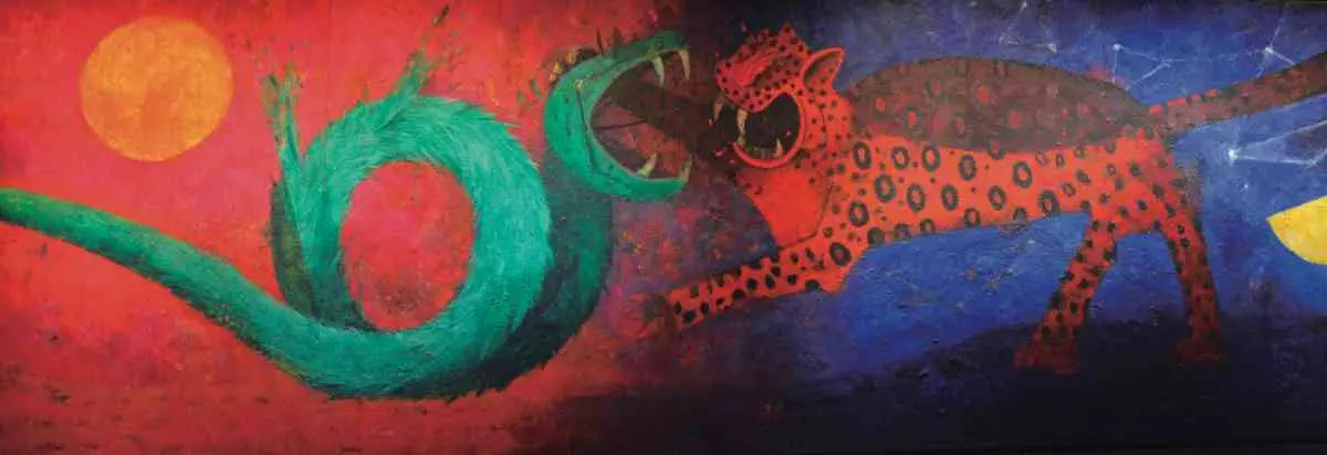 "El día y la noche" (1954) el mural se ubica en el vestíbulo del auditorio Jaime Torres Bodet en la CDMX.