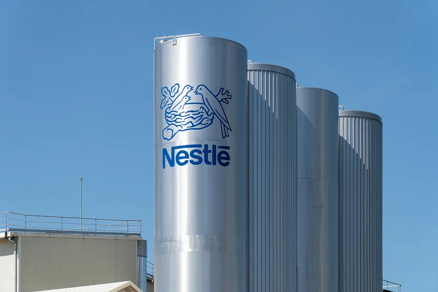 Pontecesures, Spain; June 16, 2019: Nestle Logo On Tank Of Ponte