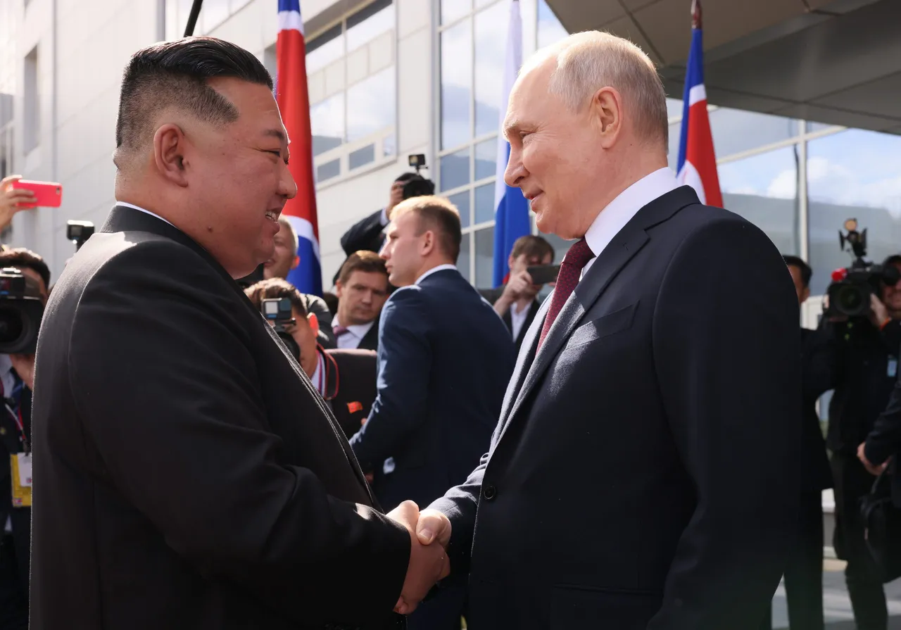 Russian President Vladimir Putin meets North Korean leader Kim Jong Un on the Vostochny cosmodrome