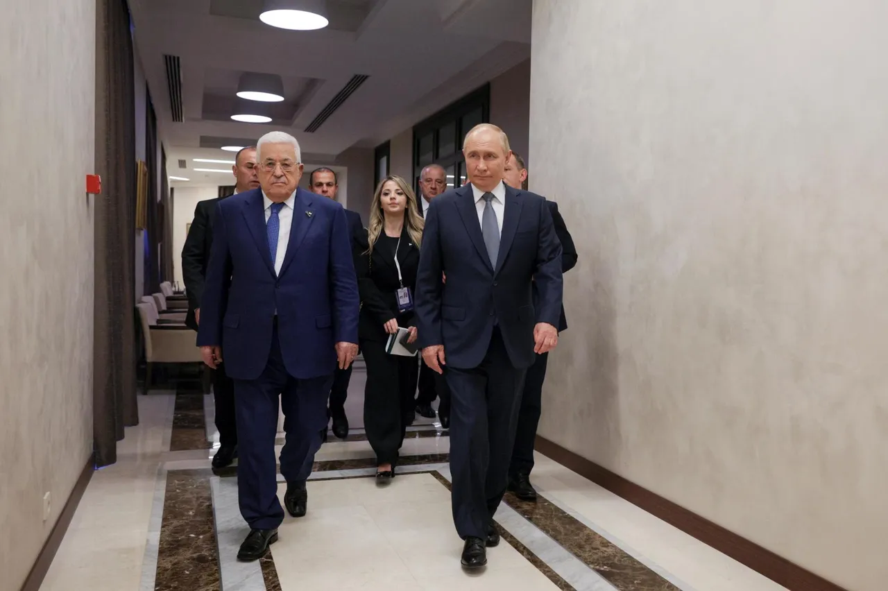 Russian President Vladimir Putin meets Palestinian President Mahmoud Abbas