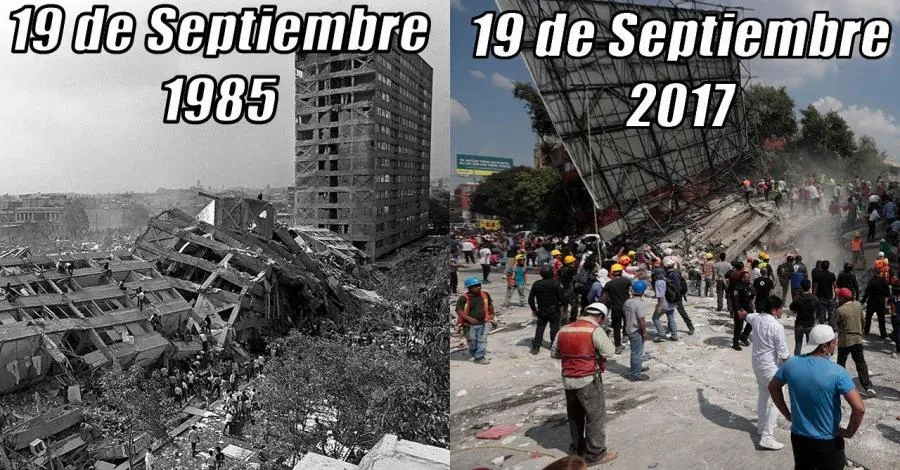 Ciudadanos en brigadas de rescate tras el sismo de 1985 en CDMX